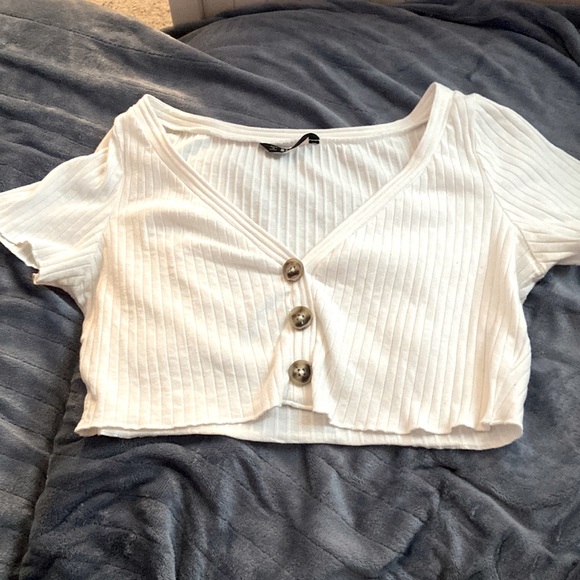 Shein Cream Crop Top with Buttons - Picture 1 of 4